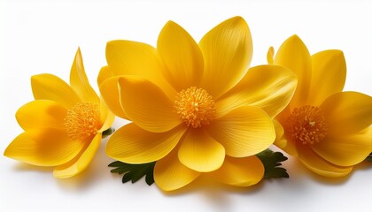 Obraz premium yellow flowers with bright and vibrant petals on a white background isolated