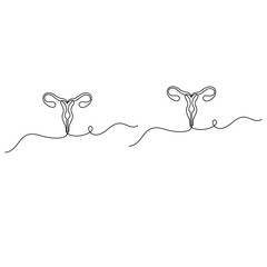 Womens uterus  icon   continuous one line drawing of outline vector illustration