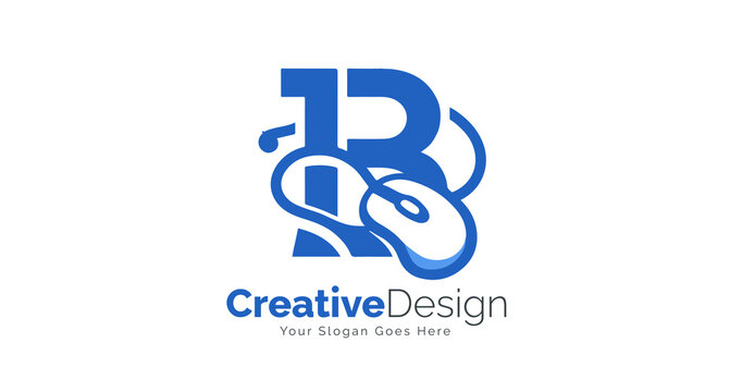 Letter B with computer Mouse Logo Design