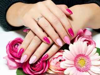 Floral Nail Art Manicure with Pink Roses: Trendsetting Hand Care, Nail Health & Beauty Lifestyle