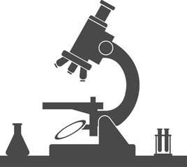 Microscope Laboratory Equipment for Scientific Research and Medical Study Illustration