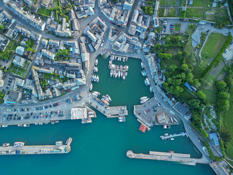 Top-Down Drone Shot of Padstow Marina and Harbour