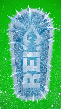 Green Screen animated frozen icee ffect on background animation freeze cold snow effect transparent scene 2 with distortion, overlay, glitch, static noise, scan lines black background, 4k video loop