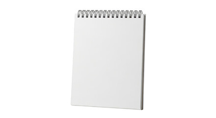 Blank spiral notebook with white pages, top view, for writing or drawing isolated on transparent background
