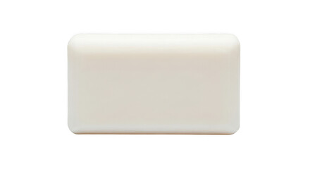 Rectangular bar of soap, white color, with rounded edges, simple and clean, isolated on transparent background