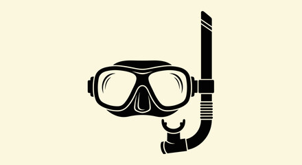 Vector  illustration of a snorkel mask with a breathing tube for underwater exploration gear usage