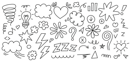 Hand Drawn Doodle Collection Vector Illustration Set