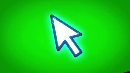Green Screen animated symbol of arrow cursor mouse click with spark technology and internet icons animation flat illustration isolated on background chroma key scene 2 distortion, overlay, glitch