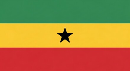 The national flag of Ghana with its vibrant colors and bold star.