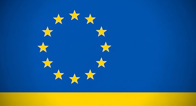 European Union and Ukraine flag combination, symbolizing solidarity and support. - Powered by Adobe