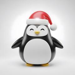 Obraz premium Cute cartoon penguin wearing a santa hat for christmas celebration