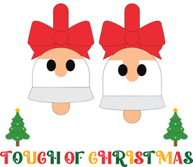 Two Christmas Bell Ornaments with Santa Faces Trees Keywords: Christmas, bell, ornament