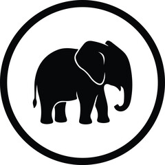 Vector elephant in a circle logo design silhouette illustration