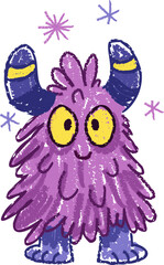 Purple Furry Monster with Horns