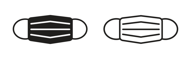Face Mask Icon Set in Outline and Solid Style