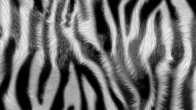 Zebra animal print fur texture background close up realistic waving fur.