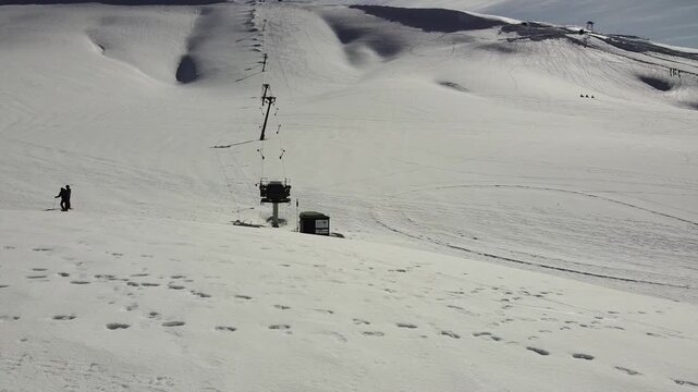 Scenic winter landscape with snow covered mountains, Campocatino, Italy