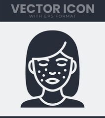 Hand with visible skin rash or allergic reaction icon. represents dermatology, health, infection, and prevention. clean medical concept design element.