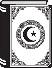 Ornate book cover featuring Islamic crescent moon and star design