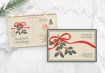 Christmas Vintage Travel Postcard Template