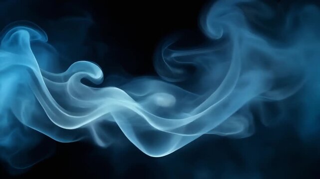 Elegant Blue Smoke Swirls Against Black A Mesmerizing Abstract
