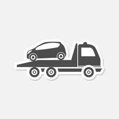 Tow truck icon. Roadside assistance icon sticker isolated on gray background