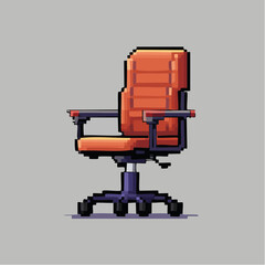 Pixel Office Chair Icon – Ergonomic Retro Chair for Work, Office, and Productivity Scenes