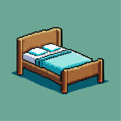 Pixel Art Bed Icon – Bedroom Furniture Asset for Game Environments