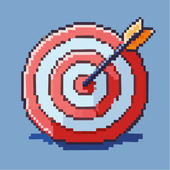Pixel Art Target Bullseye Icon. Archery Goal Symbol for Game UI & Microstock