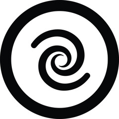 Vector swirling hypnotic spiral in circular frame design silhouette illustration