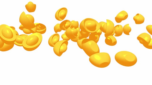 Chinese gold ingot yuan bao. Wealth, prosperity, fortune lucky success. Traditional Chinese New Year culture. 3d render animation available in FullHD and 4K video
