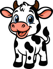 Cute Cow Editable Vector AI File | Adobe Illustrator | Export to SVG, EPS, PDF, PNG, DXF, JPEG