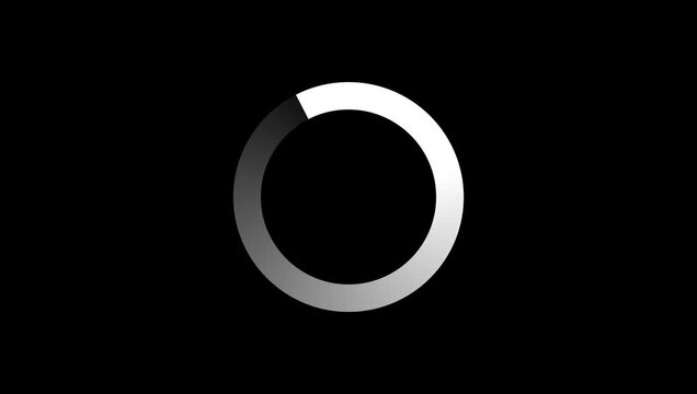 Loading cut circle icon animation on black background. Clip with alpha channel