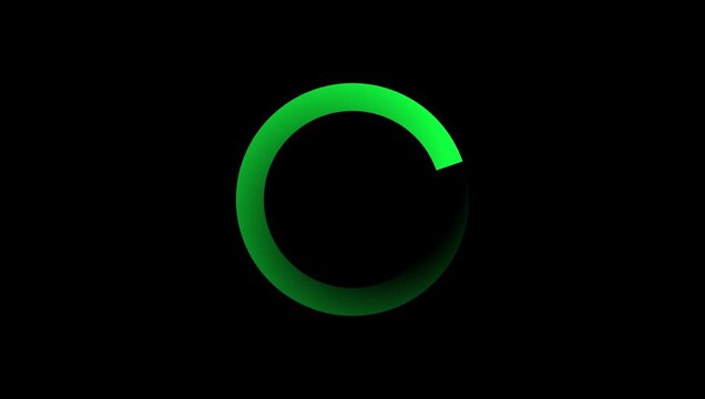 Loading cut circle icon animation on chroma key. Clip on green screen with text