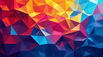Fototapeta premium Vibrant abstract polygonal geometric background with warm and cool colors