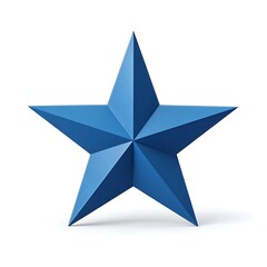 Modern 3D Navy Blue Star Ornament: Minimalist Design Element with Bright White Backdrop