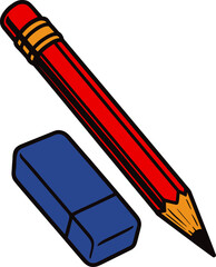 Pencil & Eraser Editable Vector AI File | Adobe Illustrator | Export to SVG, EPS, PDF, PNG, DXF, JPEG