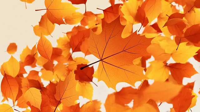 Falling maple leaves in autumn