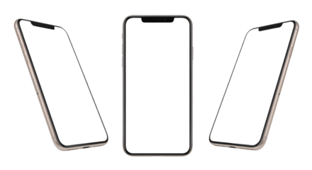 Three smartphones angled against a black background