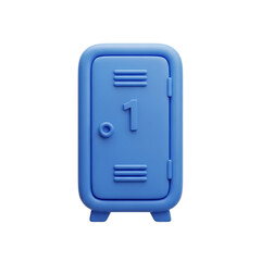 Stylized blue locker with number one for sports, education, or storage concepts isolated on transparent background png