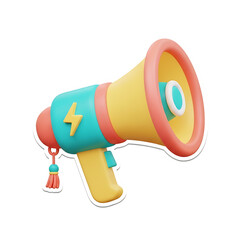 Announce big ideas with this vibrant 3D cartoon megaphone for impactful marketing isolated on transparent background png