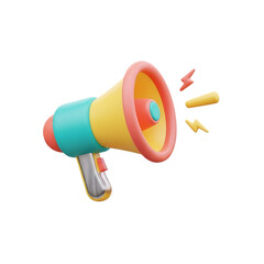 Make powerful announcements with this megaphone illustration for marketing campaigns isolated on transparent background png