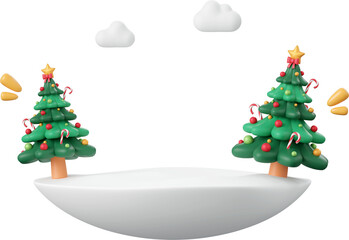 Christmas podium island, Christmas theme elements 3d illustration