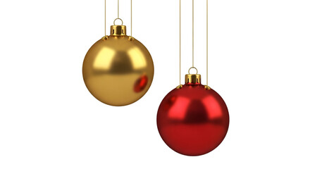 Two Christmas Ornaments Gold and Red Hanging graphic