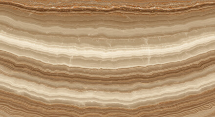 Natural beige onyx stone with layered horizontal bands and rich earthy tones for interior design