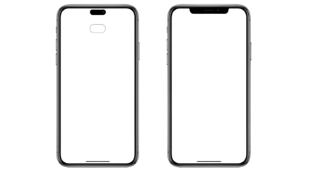Two Smartphones with White Screens on Black mobile phone