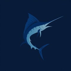Fototapeta premium Logo of swordfish jumping out of water.
