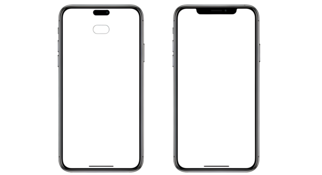 Two Smartphones with White Screens on Black mobile phone