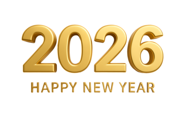 Countdown to 2026 with this premium gold 3D lettering, an isolated graphic for celebrating the upcoming new year in style