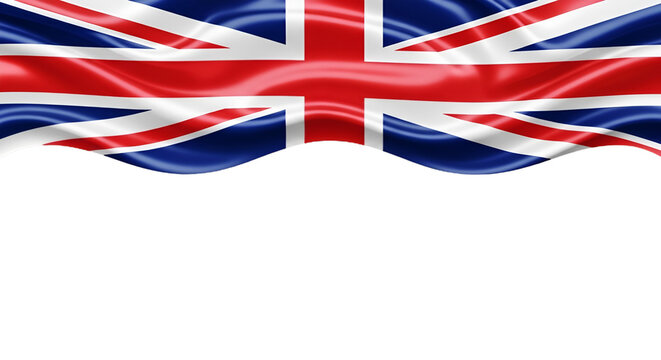 Waving Union Jack Flag Over Black Background united kingdom
